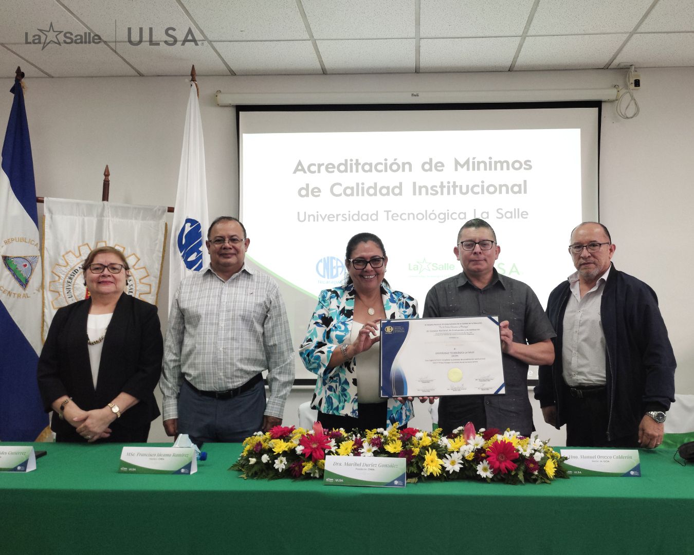 Autoridades de ULSA y CNEA en la presentación de resultados del proceso de acreditación de mínimos de calidad